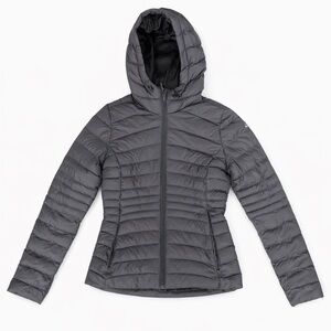 Reebok Women's Hooded Puffer Jacket - Charcoal Gray Size Small